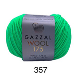 Пряжа Gazzal Wool 175 357 зеленый геккон