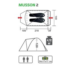 Туристическая палатка Helios Musson-2 (HS-2366-2 GO)