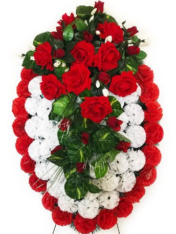 Венок Алехандро с бархатными розами выс. 95/115 ш. 55 см