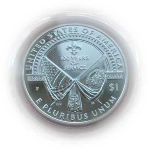 США 1 доллар 2019 Американский легион 100 лет ПРУФ СЛАБ PCGS PR69 СЕРЕБРО 509