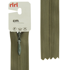 Молния потайная неразъемная (пластик) (Riri, Ткань/пластик, Хаки тесьма 30747, 22)