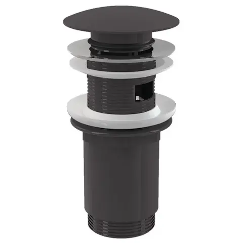 Alcaplast A392-GM-B Донный клапан сифона для умывальника CLICK/CLACK 5/4", цельнометаллический с переливом и большой заглушкой, GUN METAL-мат