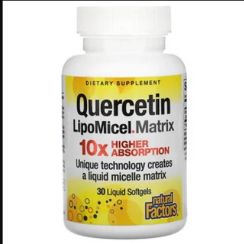 Natural Factors, кверцетин, жидкая мицеллярная форма, 30 капсул с жидкостью