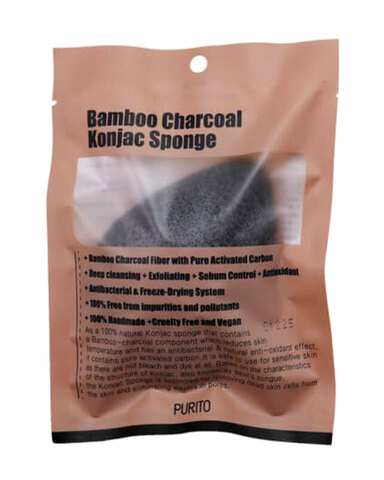Purito Bamboo Charcoal Konjac Sponge - Спонж-конняку с древесным углём