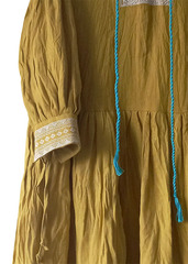 Акулина. Платье женское льняное миди с голубой завязкой PL-421161