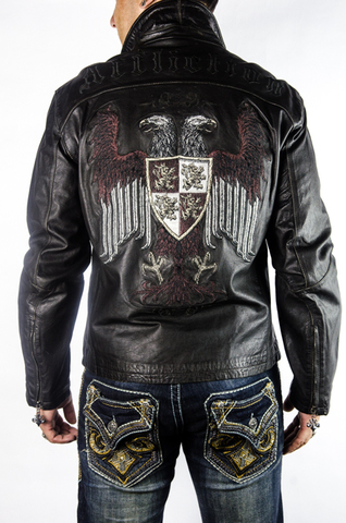 Affliction | Куртка мужская кожаная War Leather Jacket Black A884 спина