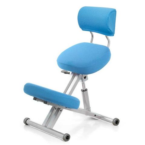 Стул коленный Smartstool KM01B (спинка + газлифт) голубой