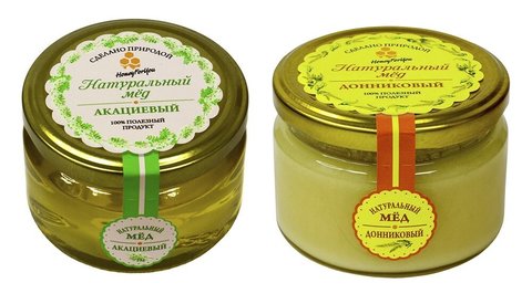 Набор (2 шт.) натурального меда HoneyForYou: донниковый мед - 250г., акациевый мед - 250г.