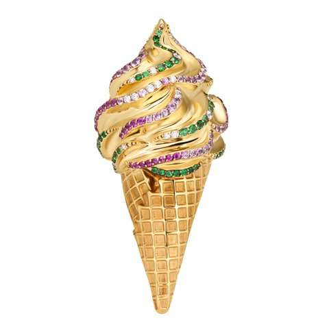 Брошь с Розовыми Сапфипами, Цаворитами и Бриллиантами, Brs0214-2/2