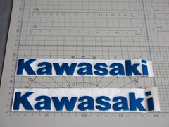Наклейки на бак Kawasaki синие 19,5см