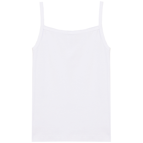 Белая майка для девочки на тонких бретелях KOGANKIDS