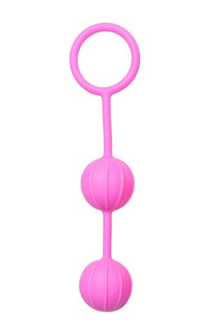 Розовые вагинальные шарики с ребрышками Roze Love Balls - Easy toys Geisha Collection ET004PNK