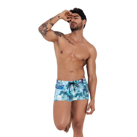 Мужские плавки синие с принтом Clever CASSIEL SWIMSUIT BOXER 125307