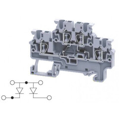 Двухуровневая клемма, пружинные зажимы проводника до 2.5 мм.кв. 1A/1000V с диодной схемой - конфигурация DD3