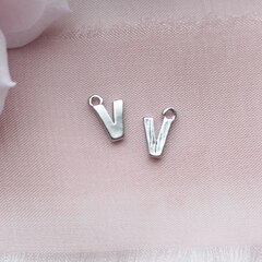 Буква V родий, 8 мм, 1 шт, П774