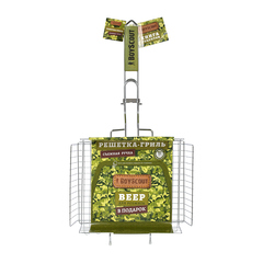 Решетка-гриль универсальная со съемной ручкой 58(+5)x30x25x5,5, картонный веер в подарок,