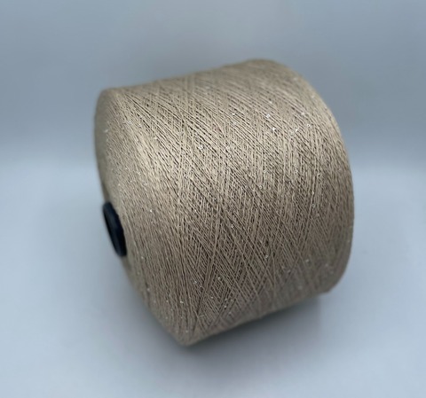 Бобинная пряжа (пр.Италия),Linette Pailletes, 450/100гр, 80% Лен, 20% Полиэстер(пайетка), цвет-Овес+пайетка. арт.36761