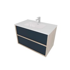 Aquatek AQ66080-DO-MG AQ66080-DO-MG Комплект мебели:Тумба 80 см ЛИБРА с раковиной AQ0480-00, 2 ящика,цвет фасадов серый мат,  корпус дуб давос фото