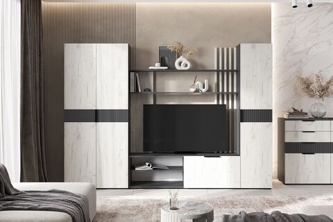 Гостиная Роджина №3 Дуб крафт белый/Графит