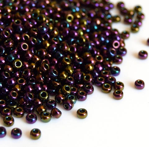 RR-0454 Бисер круглый Миюки 11/0 Фиолетовый металлик радужный /Miyuki round 11/0 Metallic Purple Iris