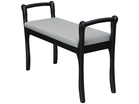 Скамья для прихожей Мебелик с подлокотниками мягкая, ткань серый, каркас венге