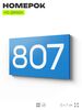 Номер на дверь 807, табличка на дверь для офиса, квартиры, кабинета, аудитории, склада, голубая 120х70 мм, Айдентика Технолоджи