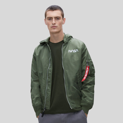 Бомбер Alpha Industries L-2B Hooded NASA II Sage Green (Зеленый)