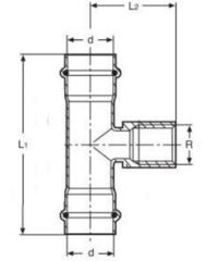 Valtec тройник пресс 22х3/4