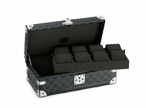 Футляр восьми часов Louis Vuitton канва Damier Graphite темно-серый/черный