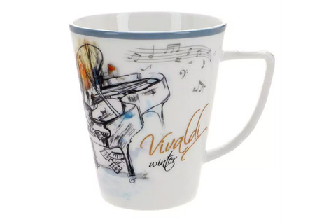 Кружка 380мл Carmani Зима A. Vivaldi белая с голубым кантом
