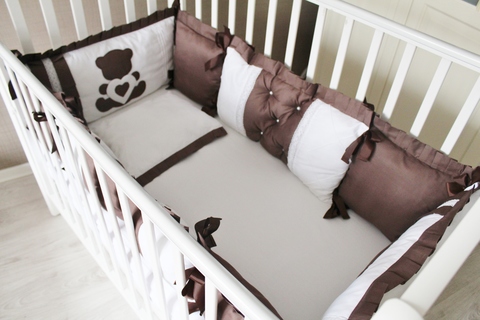 Комплект в кроватку Шоколад, на 4 стороны кроватки