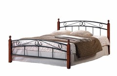 Кровать АТ-8077 200x120 (middle bed) Черный/Красный дуб