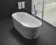 BelBagno BB71-1500-W0 Отдельностоящая, овальная акриловая ванна в комплекте со сливом (донным клапаном) цвета хром, без перелива 1500x750x600 фото