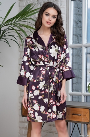Короткий халат на пуговицах Mia-Amore MAGNOLIA (70% шелк)