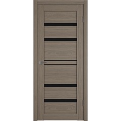 Купить Межкомнатная дверь экошпон VFD Atum Pro 26 Brun Oak стекло Black Gloss