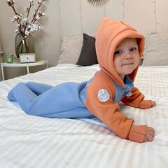 Комбинезон из футера "Fun" (утепленный голубой/оранж)