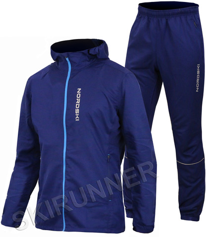 Беговой костюм с капюшоном Nordski Run Navy-Blue мужской