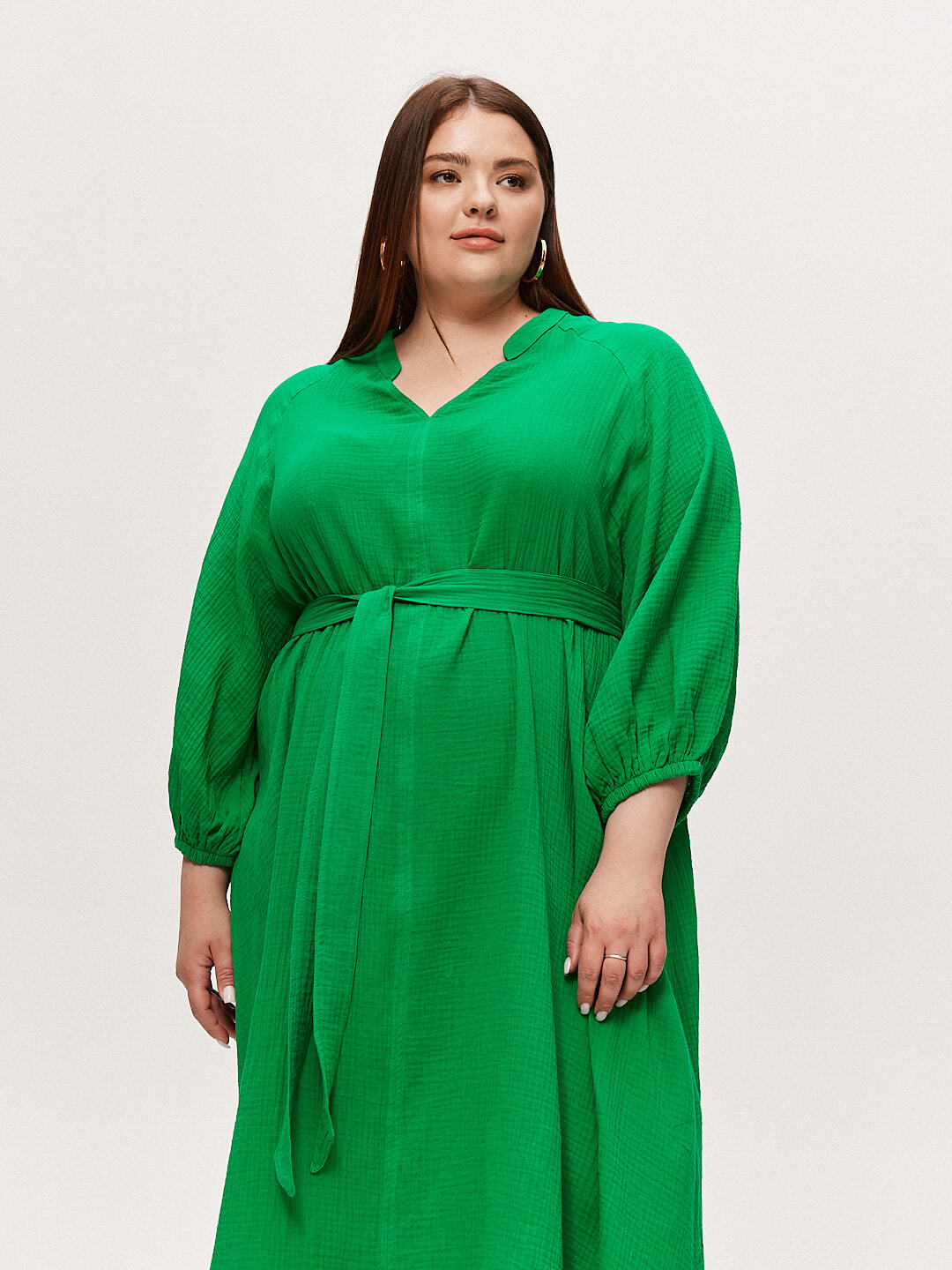 Платье-туника из муслина, зеленый