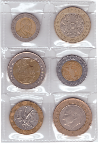 Набор иностранных биметаллических монет (6 штук) VF