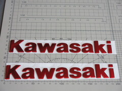 Наклейки на бак Kawasaki красные 19,5см