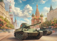 Парад Танк №5 (тематика 9-е Мая) - фон неопреновый