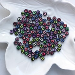 Бусины круглые черные с сердечками, 7 мм, набор 50 шт, Т023-24С