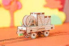 Вагончик с платформой (UNIWOOD) - Миниатюрный деревянный конструктор, 3D пазл, сборная модель