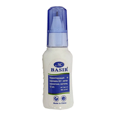 Корректирующая жидкость Basir 2в1 с кисточкой и металлическим наконечником, 12 мл, 24 шт