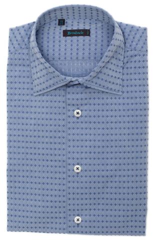 Серебристо-голубая рубашка с голубым геометрическим узором