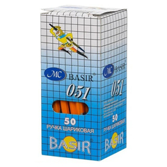 
          Набор синих шариковых ручек 50 штук, MC-Basir, оранжевый корпус серия "051", наконечник 0.7 мм, неавтоматическая многоразовая, игольчатый синий стержень для письма