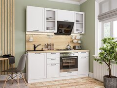 Прямая модульная кухня Барселона-02 Белый - Белый 2140*1900*600