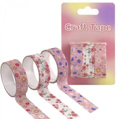 
          Декоративная клейкая лента Alingar, 1,5 см х 2 м, 3 шт, "Цветочки", асcорти, европодвес