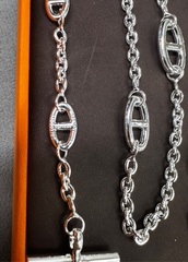 Колье сотуар длинное из неродированного серебра 925 пробы FARANDOL