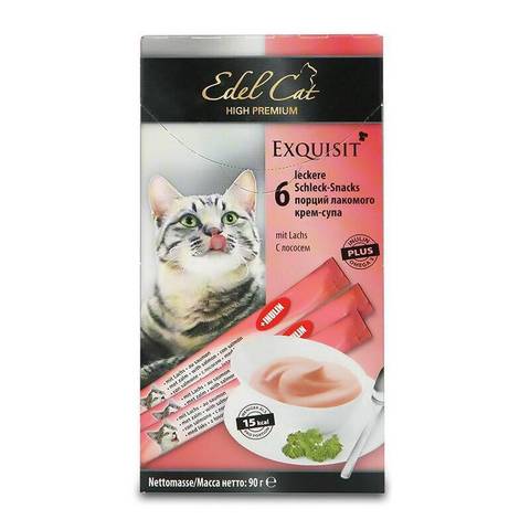 Edel Cat лакомство для кошек крем-суп (лосось) нормализация пищеварения 90г
